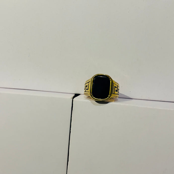 Premium Black Stoned Golden Ring