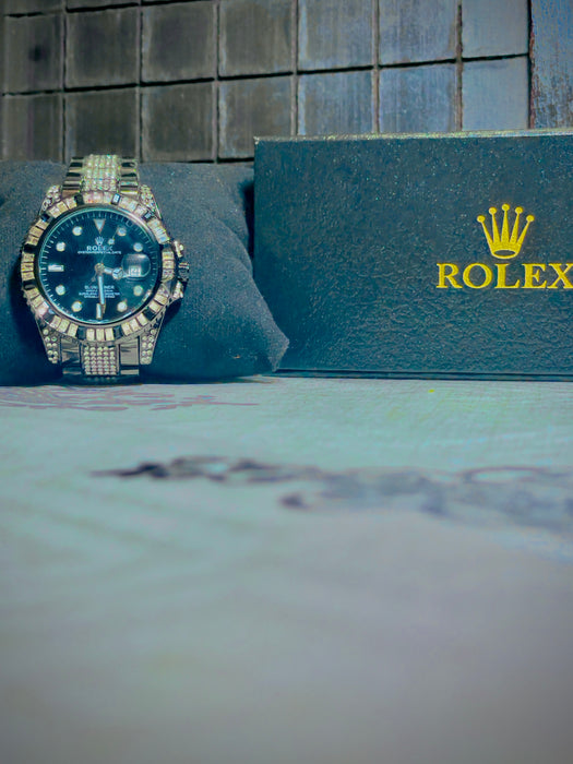 Rolex Oyster Perpetual Date Dubmariner Diamond Ice Stoned Black color