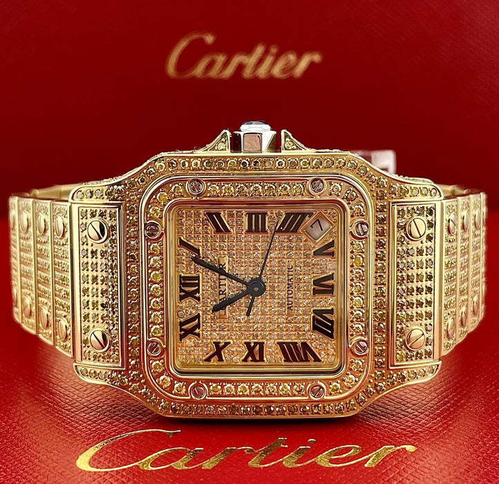 Cartier Replica Golden Iced Square Dial Watch