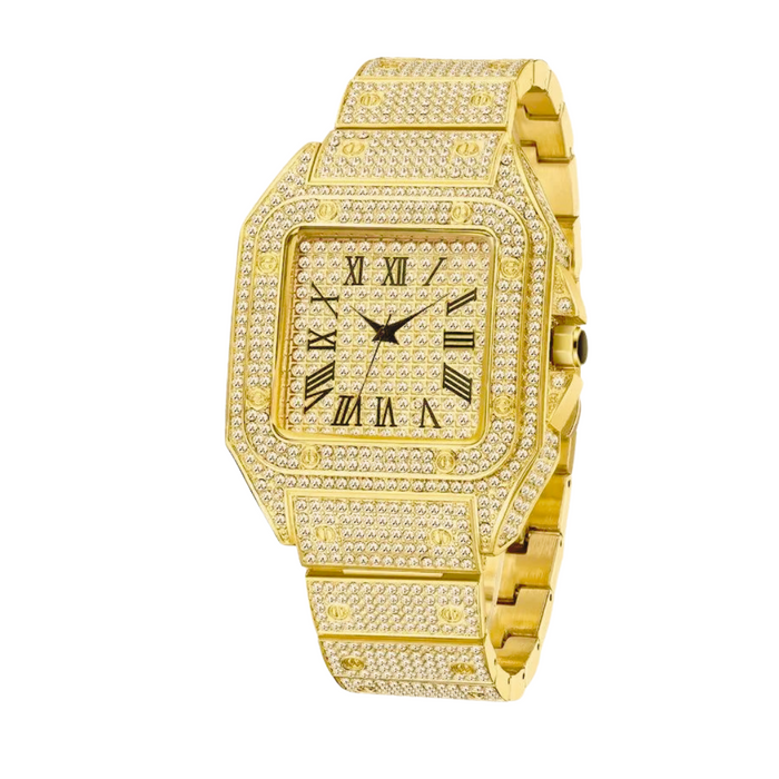 Cartier Replica Golden Iced Square Dial Watch